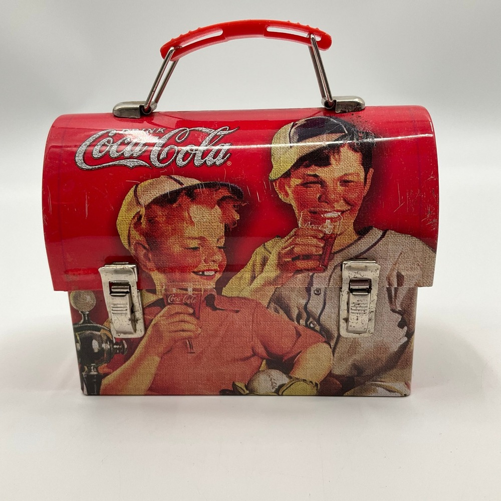 Retro Coca-Cola Metal Lunch Box Vintage Style Red Americana Collectible Tin